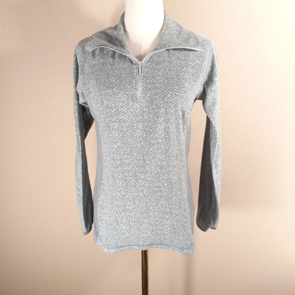 Columbia Womens Grey Herringbone Chevron Fleece Quarter Zip Pullover‎ Small